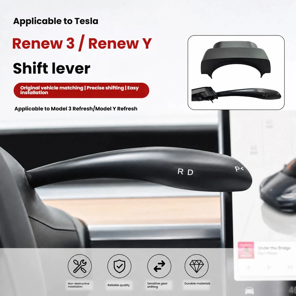 V3 Gear Shifter Handbar Stalk for Tesla New Model Y Juniper – OEM Style Plug & Play | Smooth Parking & Driving Control