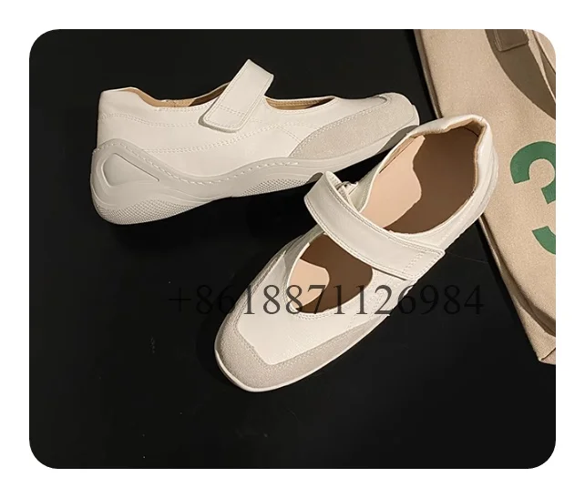 Genuine Leather Round Toe Women Pumps Shoes Internal Increase 3CM Or 6CM Hook & Loop Design Mary Jane Leisure Sport Shoes