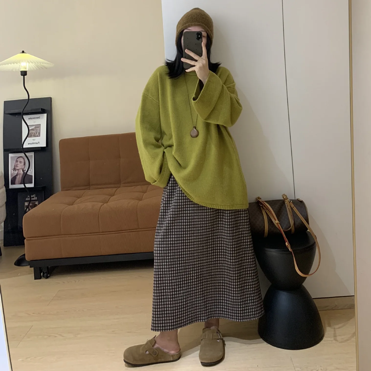 Women's Long Sleeve Top Comfortable Casual Knitted Extra Soft Oversized Lazy Style round Neck Knitwear Loose Fit Big Version