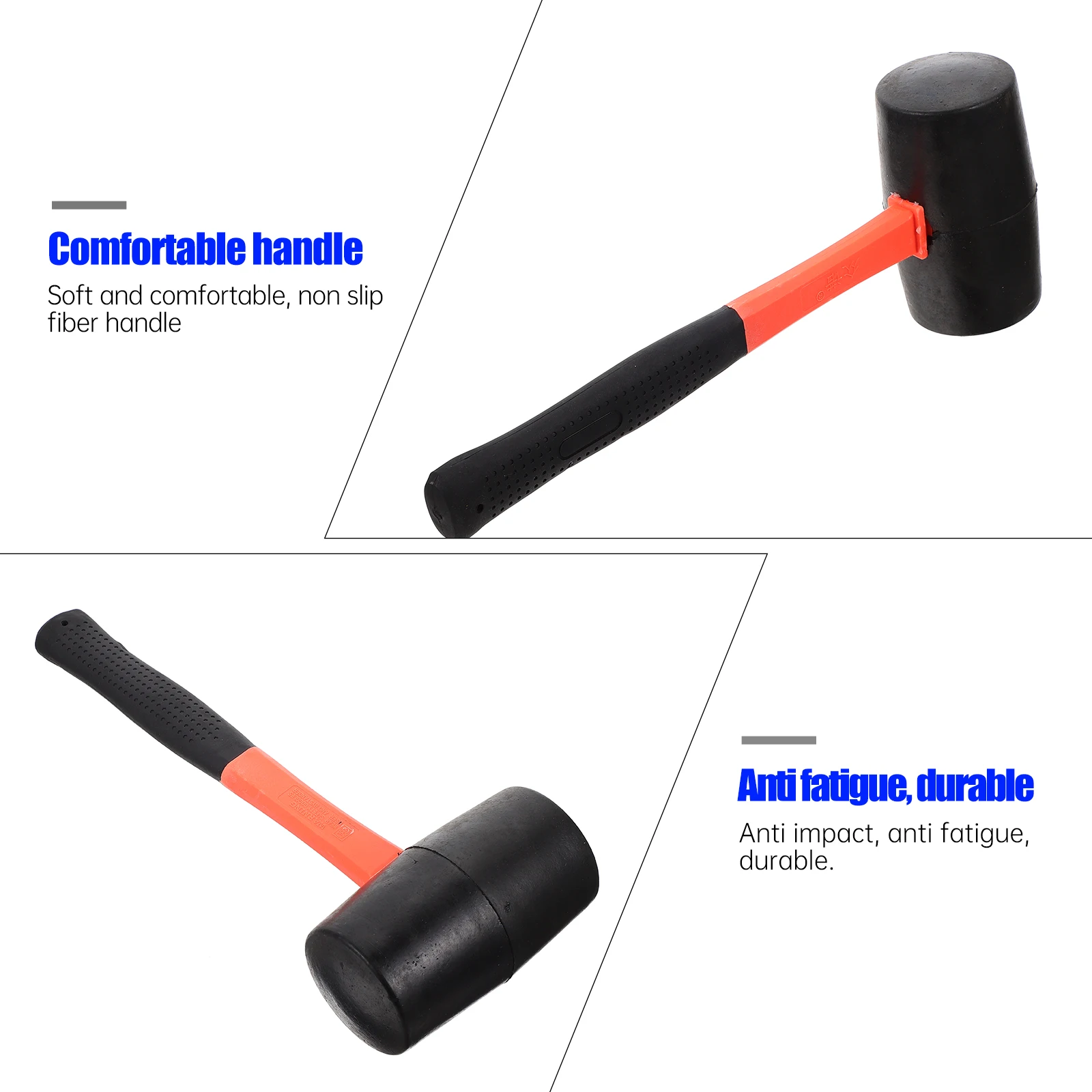 

1pc Fiber Handle Rubber Hammer Non-Slip Mallet For Flooring Installation Home Decoration Crafts Double-Sided Head