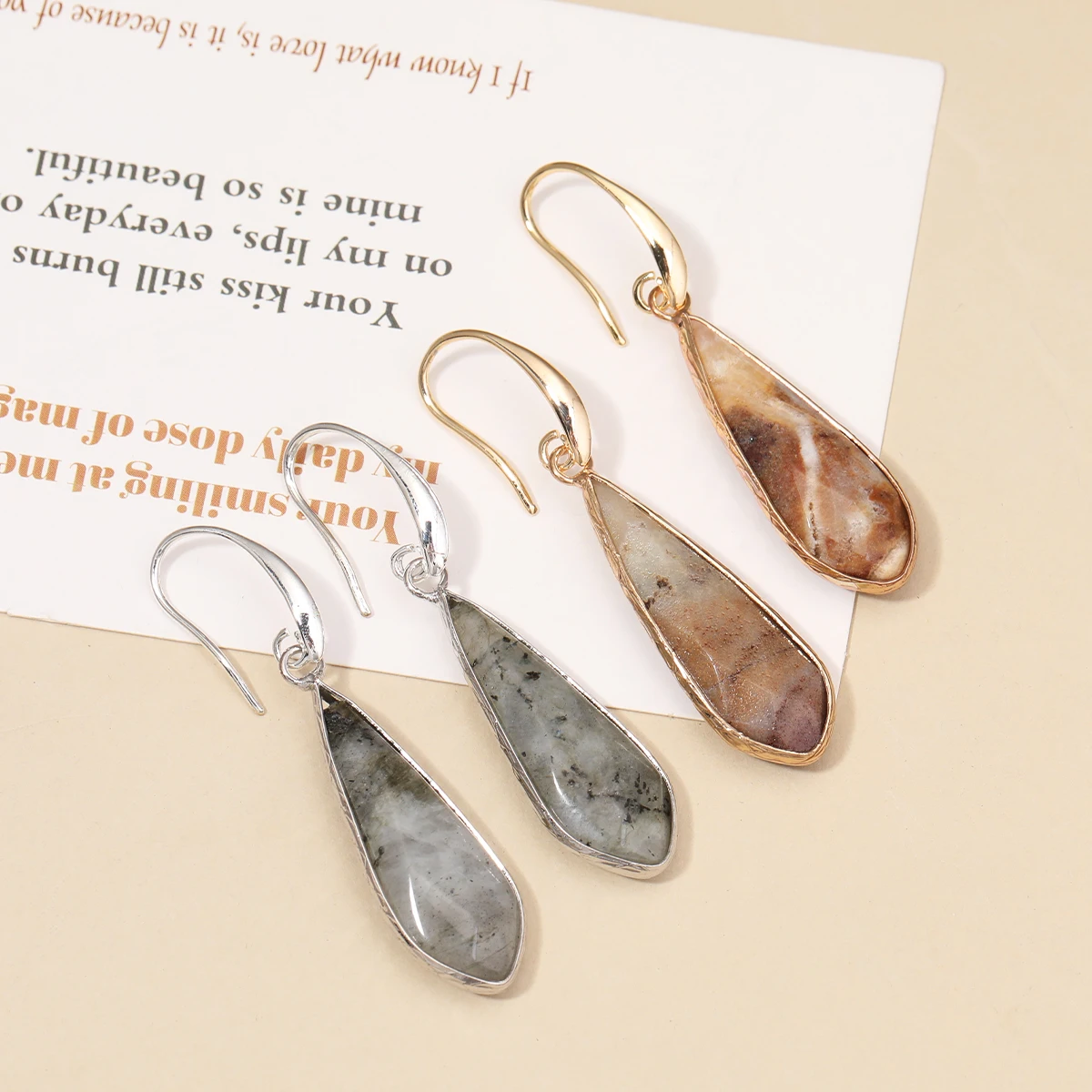 

Women's Earrings Exquisite and Generous Natural Stone Amethyst Agate Garnet Earrings Jewelry Gifts Long Earring For Women
