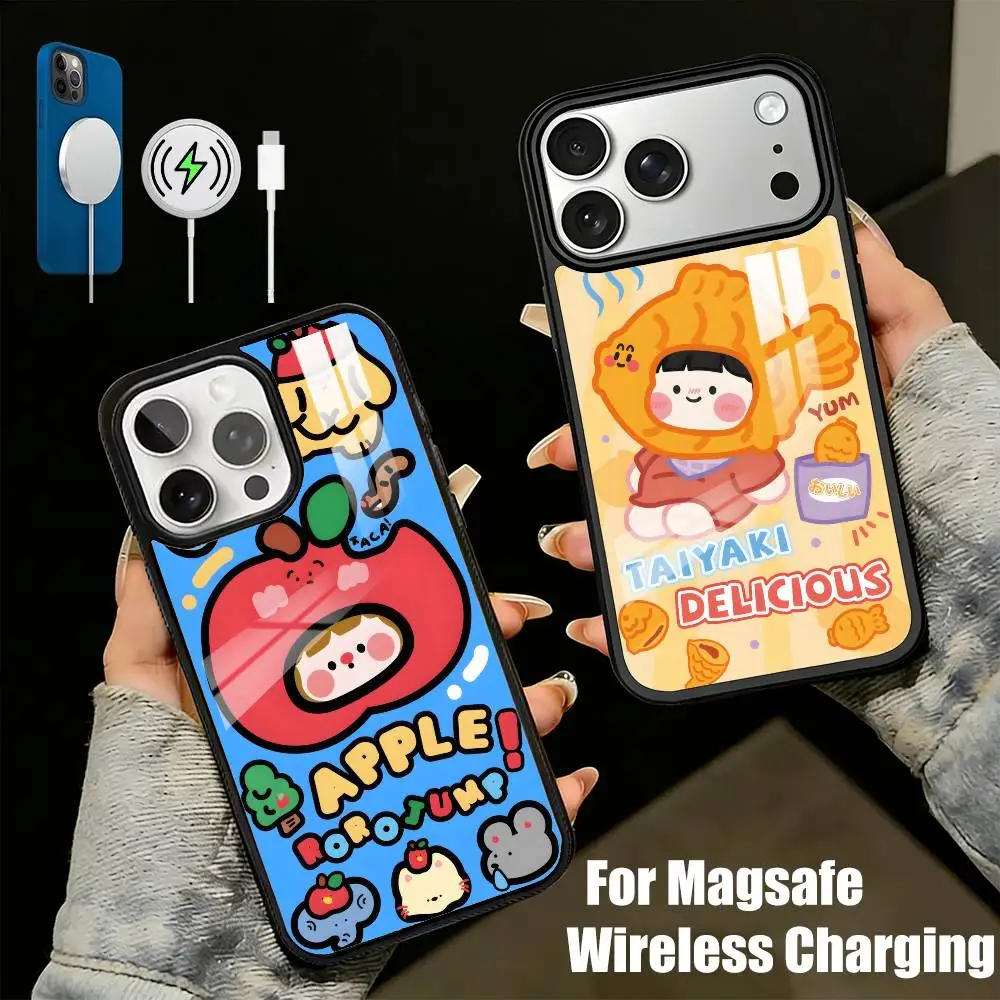 

Kawaii RORO-Jump Cattoon Phone Case For iPhone17,16,15,14,13 Plus,Pro Max Magnetic For Magsafe Wireless Charging