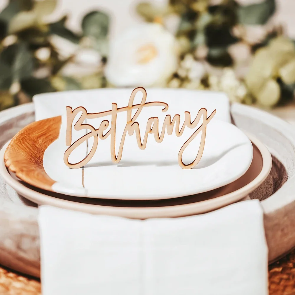 

20Pcs Personalized Wedding Place Cards Table Decoration Guest Name Tags Laser Cut Custom Acrylic Wood Gift Place Setting Sign