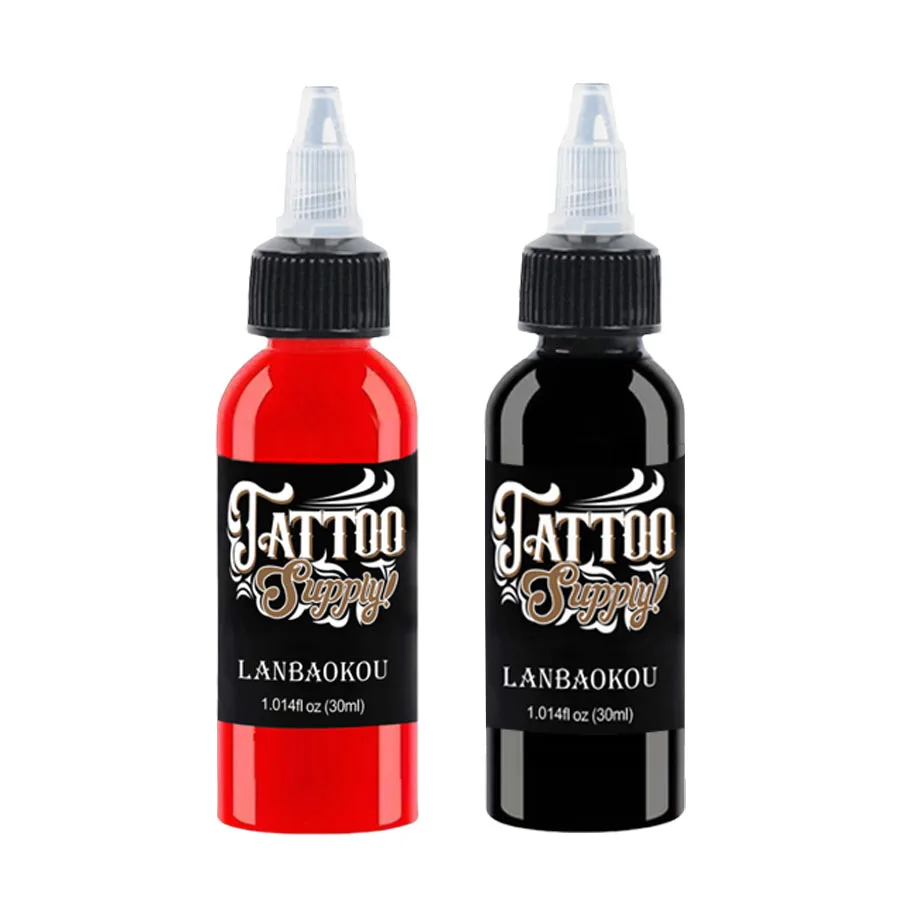 2pcs30ml Red/Black Tattoo Ink Pigment Body Color Drawing Art Tattoo Ink Semi-permanent Makeup Tattoo Supplies for Tattoo Artists