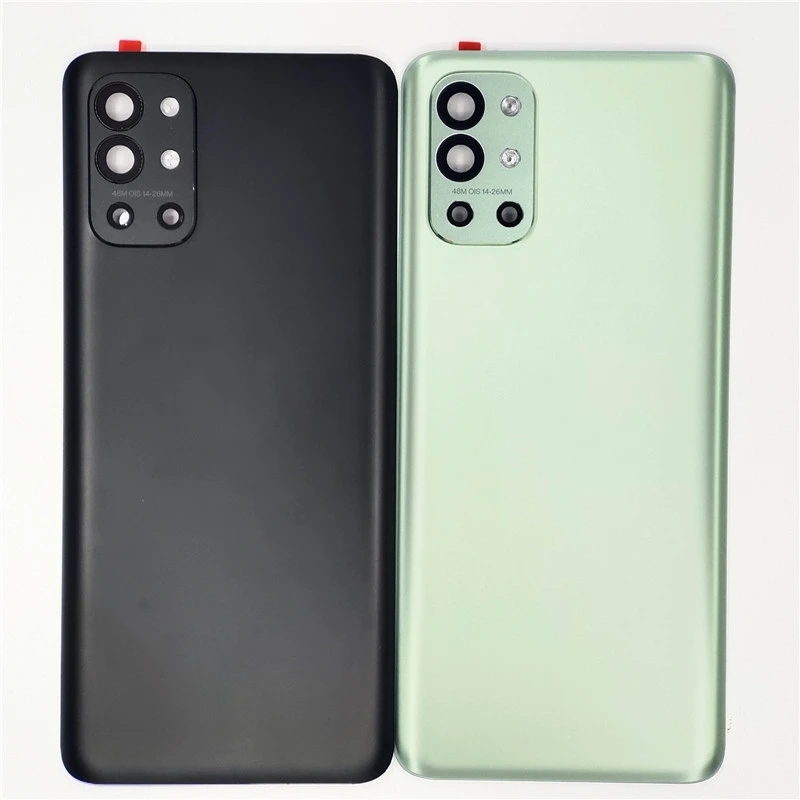 Penutup baterai belakang untuk Oneplus 9R 1 + 9R perbaikan Panel casing pintu rumah baterai kaca belakang dengan lensa kamera