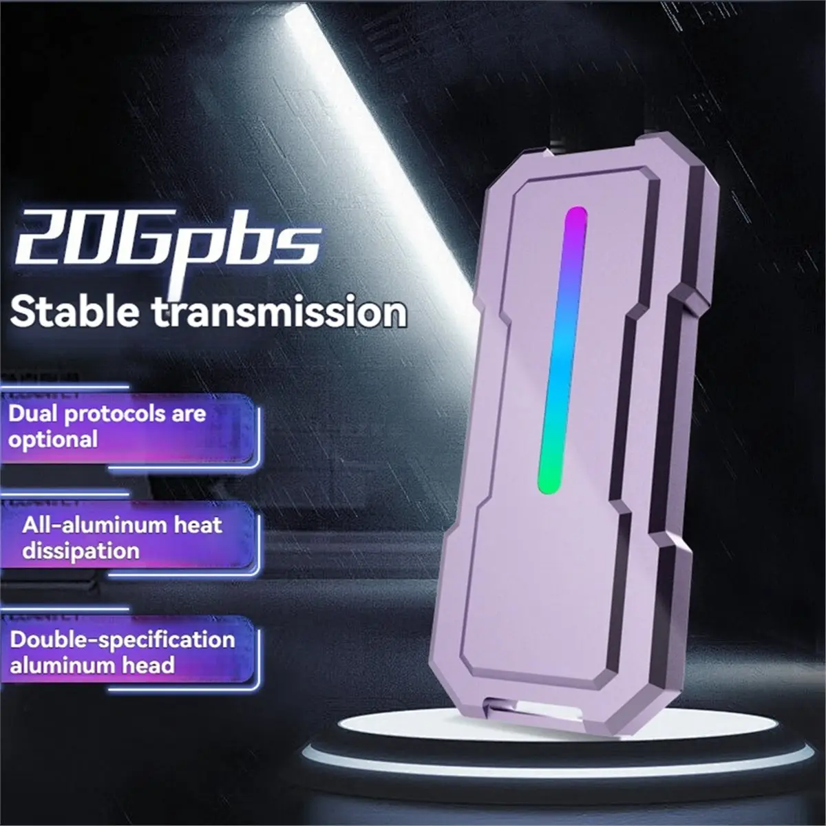 20Gbps M2 SSD Case NVME SATA Dual Protocol M.2 to USB-C SSD Enclosure Supports M Keys and B+M Keys
