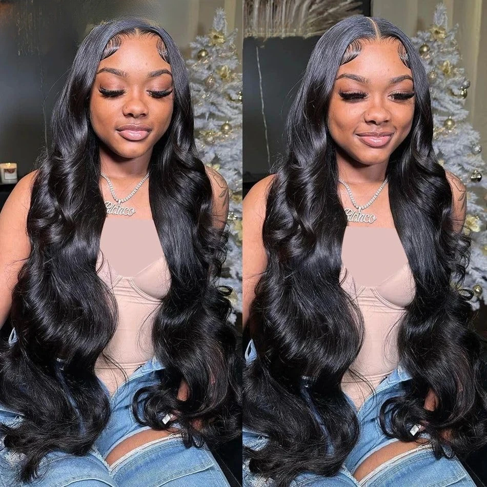 28 Inch Body Wave Lace Front Wigs Human Hair 13X4 HD Lace Frontal Wigs Human Hair 180% Density Glueless Wigs Human Hair Pre Plucked for Women Brazilian Human Hair Body Wave Wig Natural Color