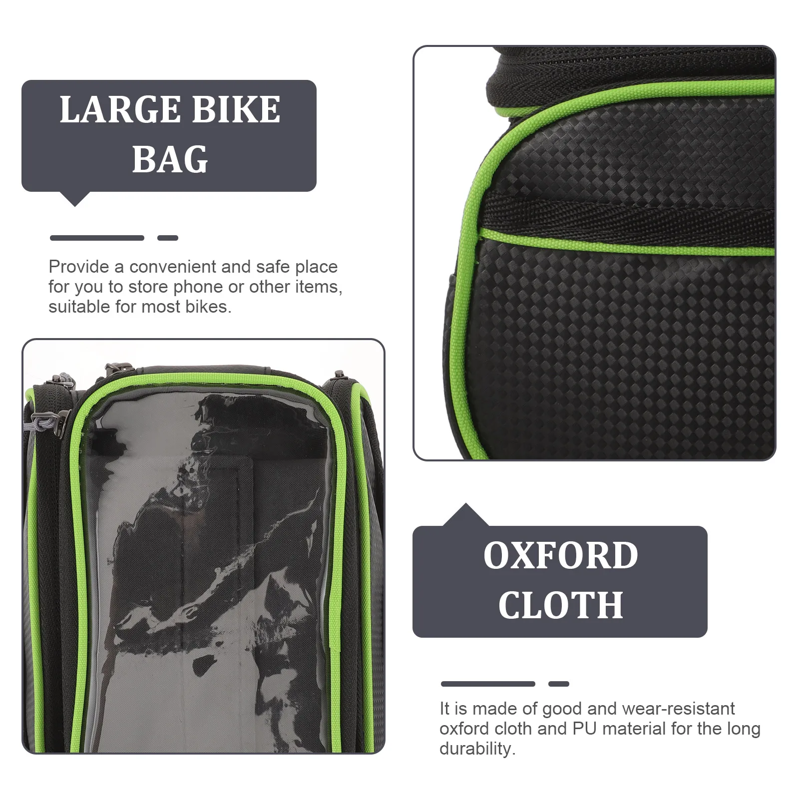 

Waterproof Bike Phone Durable Oxford Pu Large Capacity Frame Mount Bicycle Storage For Mountain Bikes Front Top Tube Bag Rear