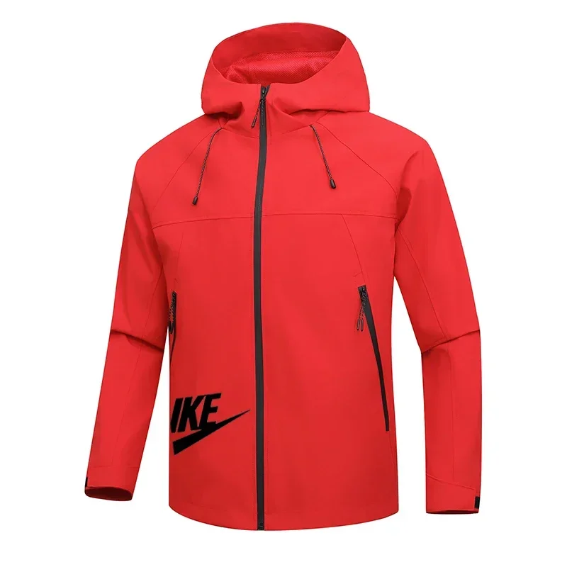 Jaqueta com Capuz e Zíper para Homens, Estilo Primavera e Outono, À Prova de Vento e Resistente à Água, Solta e Fashion