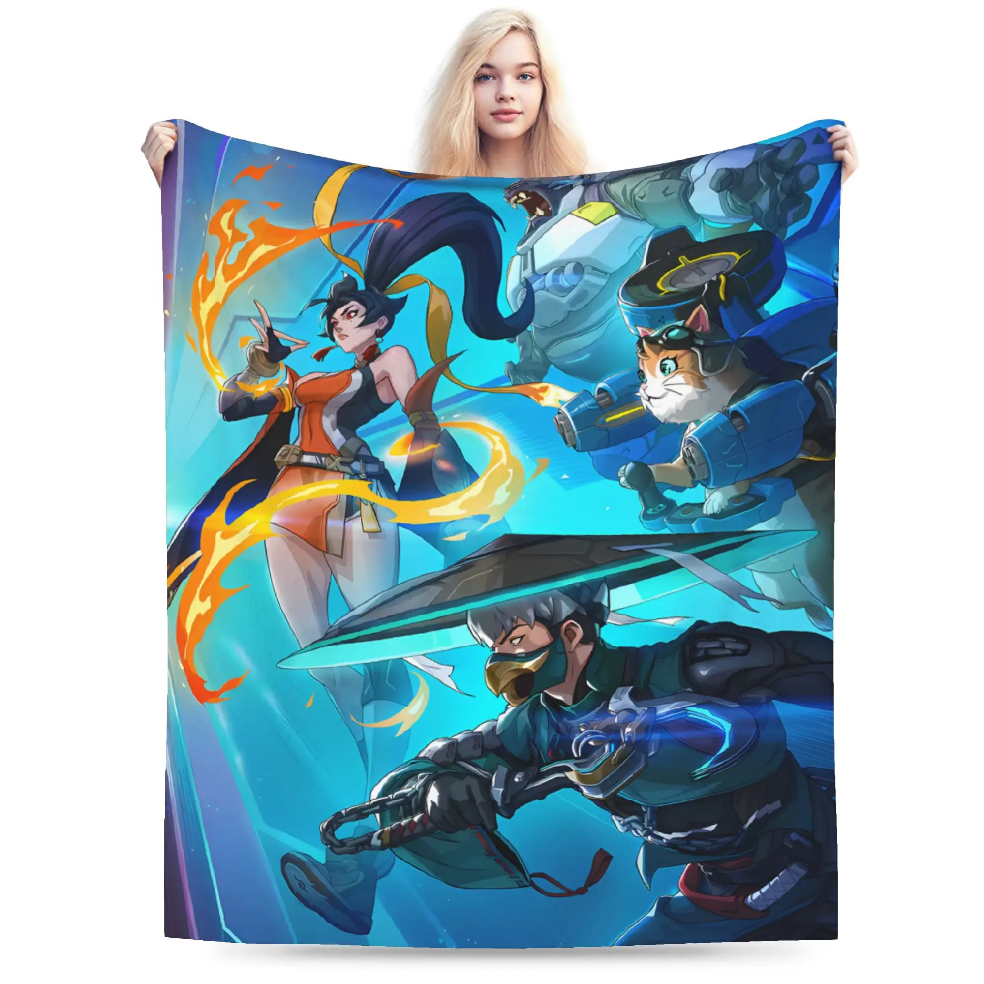 Funny Overwatch 2 Hero Blankets  Soft Fashion Plush Throw Blanket For Couch Chair Picnic Flannel Bedspread Bed Cover