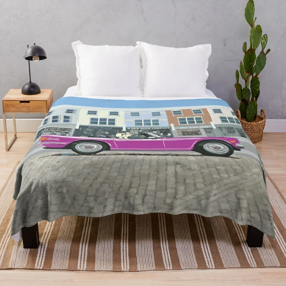 

Magenta color TR6 a the Classic British Sports Car Throw Blanket Warm Plush Fuzzy Blanket for Living Room