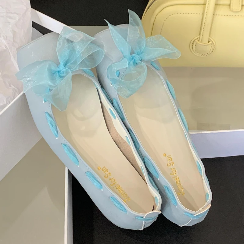 

Элегантные женские балетки с квадратным носком, новинка, дизайн с лентой и бантом, неглубокие туфли Мэри Джейн для женщин, удобные дизайнерские модельные туфли-лодочки