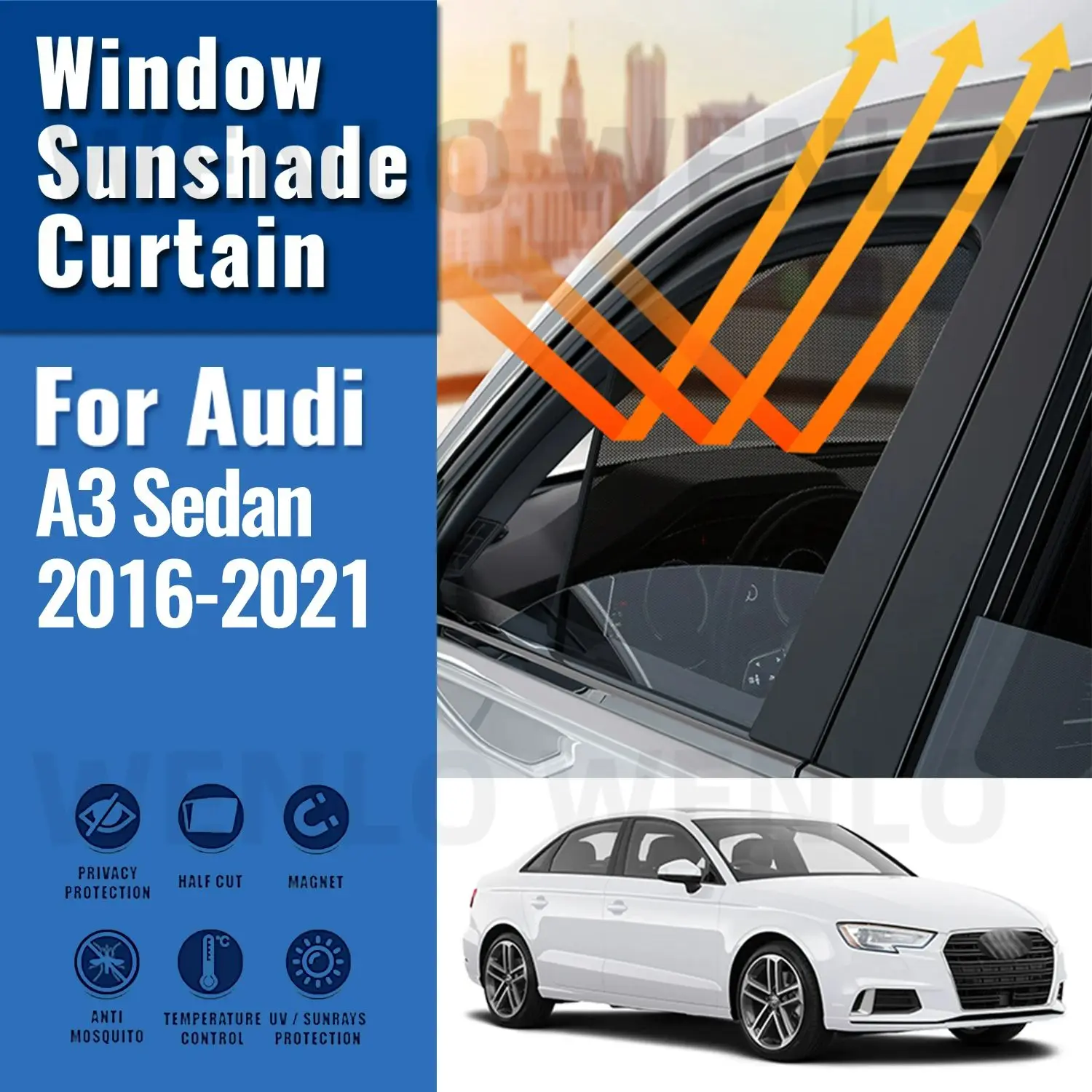 

For Audi A3 S3 8V Sedan 2016-2018 2019 2020 Car Sunshade Front Windshield Frame Curtain Rear Side Window Sun Shade Visor