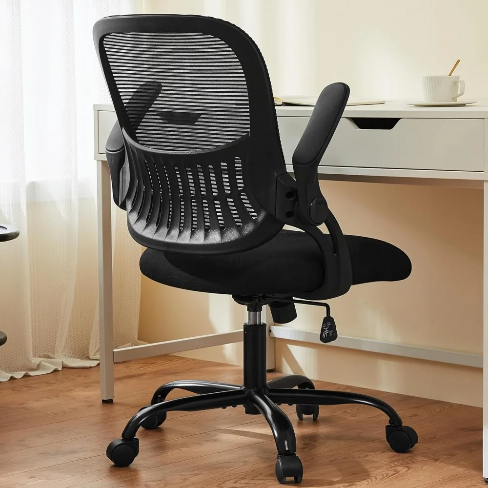 

Ergonomic Mid Back Mesh Office Chair with Lumbar Support Swivel Rolling Computer Desk Chair Flip Up Arms for Home Study