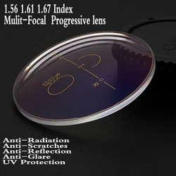 1.56 1.61 1.67 Index Aspheric Multi Focus Progressive Lenses Myopia Presbyopia Anti-reflection Lens