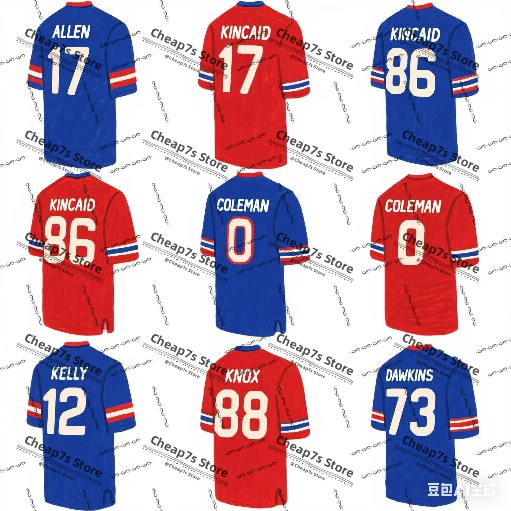 

Custom Embroidery Josh Allen Dion Dawkins Buffalo American Football Jersey