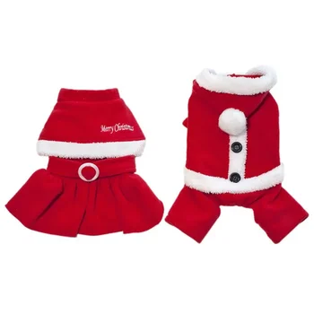 Christmas Pet Dog Winter Warm Dog Dresses For Small Dogs Dog Jumpsuits Dress Couple Chihuahua Yorkshire New Year Jacket Apparels 5