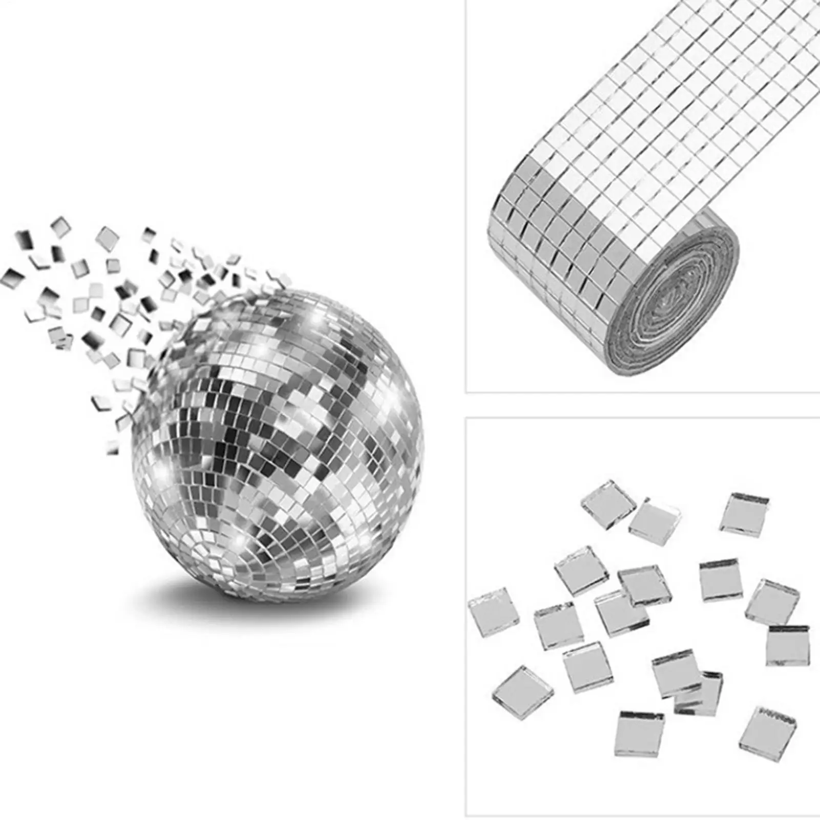 Self-Adhesive Disco Ball Mirror Tiles Mosaic Tile Reflective Waterproof Stickers For Classroom Floor Walls Ceilings Kitchens