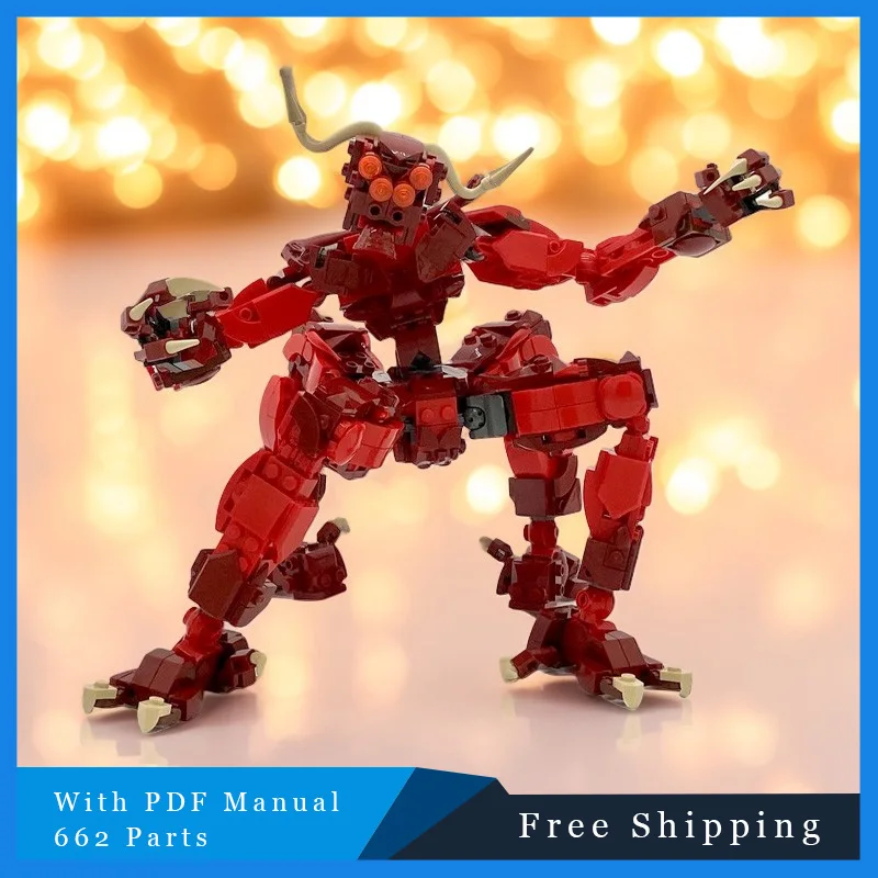 662-delige game rode vierpotige monsterpop bouwsteen bakstenen model kinderpuzzel montage kerst verjaardag creatief speelgoed