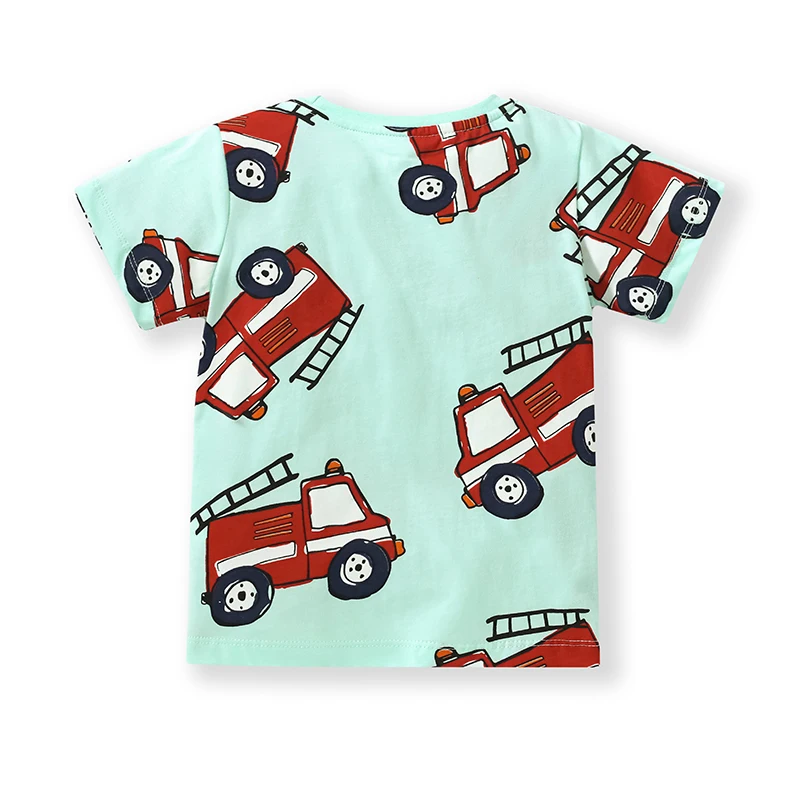 Little maven Todler Boys Clothing Summer Kids Tops Tees Shirts Cartoon Fire Truck Clothes Children's Clothing Cotton 2-7 Years