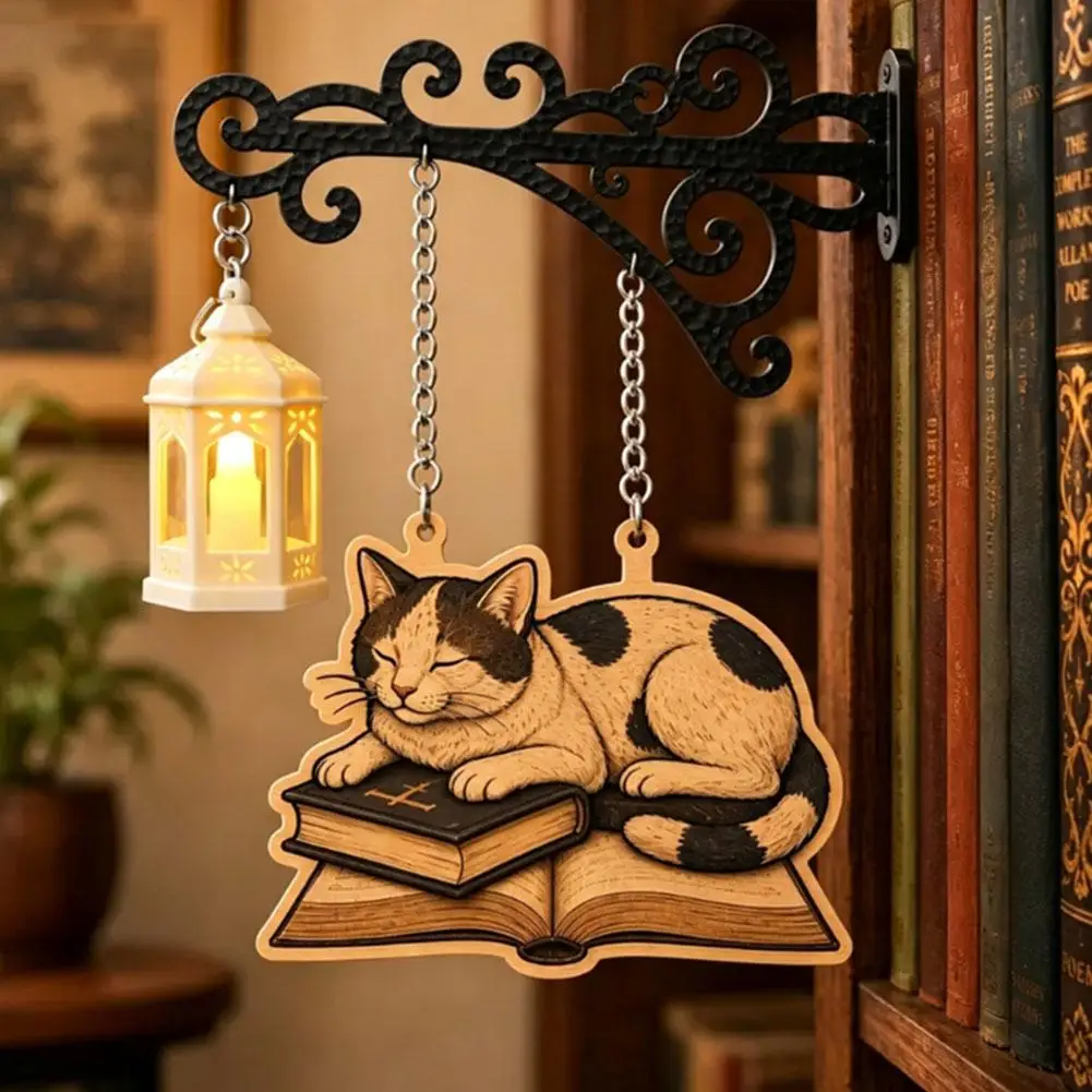 Iron Metal Bookshelf Lantern Light Library Bookcase Lighting Decorative Craft Ornament Indoor Ambient Light Home Study Office