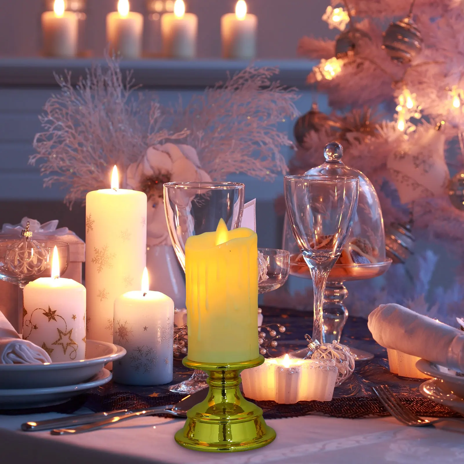 

3pcs Light Flameless Operated Candles Flickering LED Decor for Candlesticks Home Restaurant Window