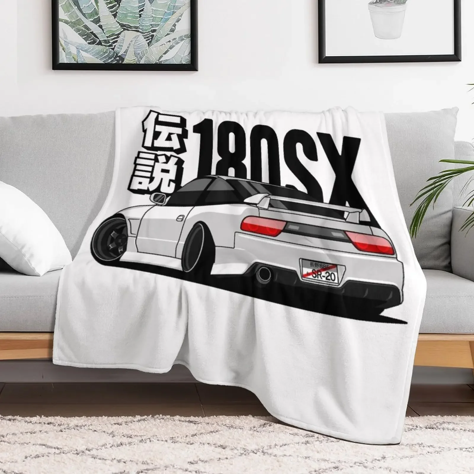 180SX 240SX White Throw Blanket Wrinkle Resistant Lightweight Blanket