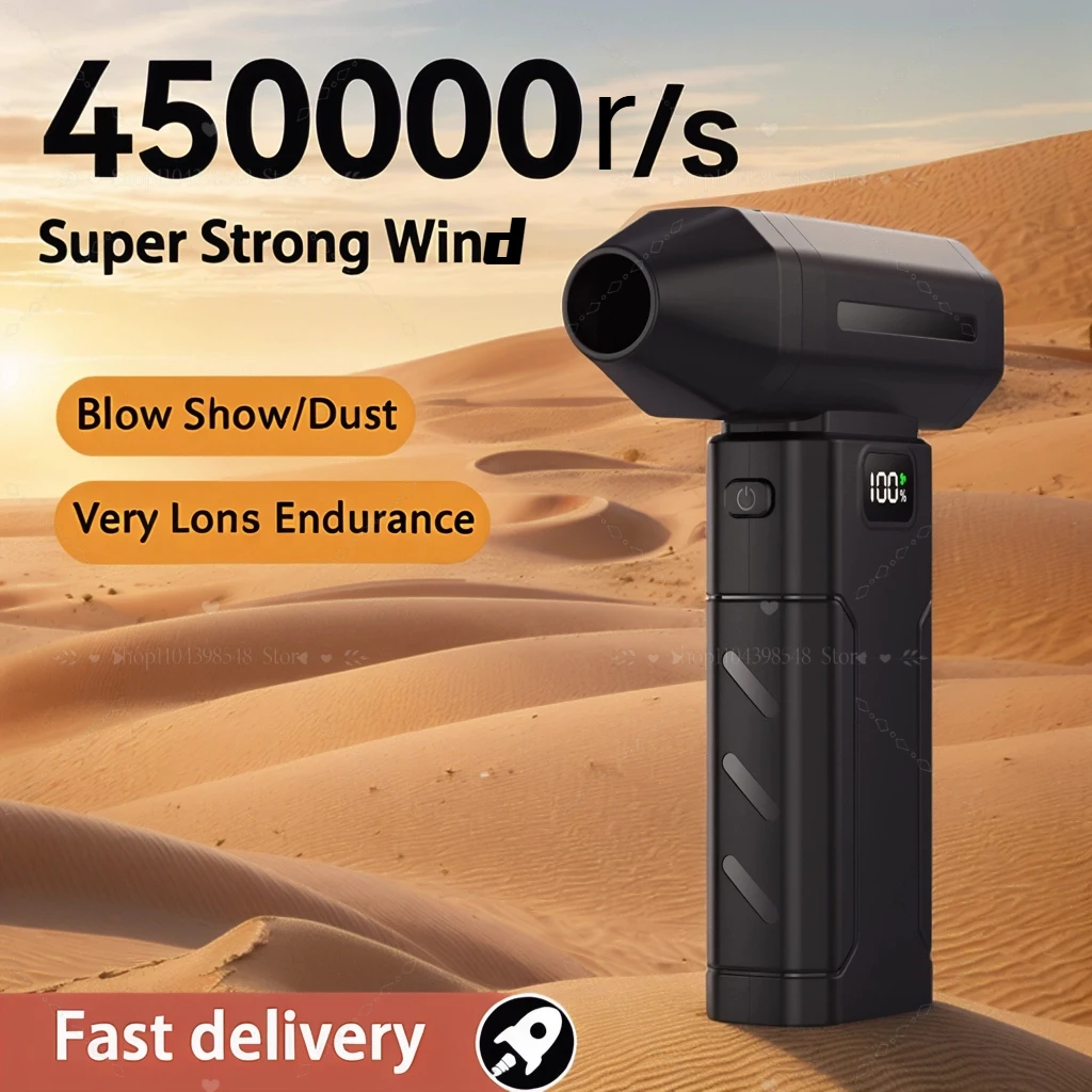 

45000rpm Turbo jet fan Portable Turbo Handheld Fan,5 Gear Winds Speeds Adjustable,Rechargeable Battery Powered Outdoor Camping
