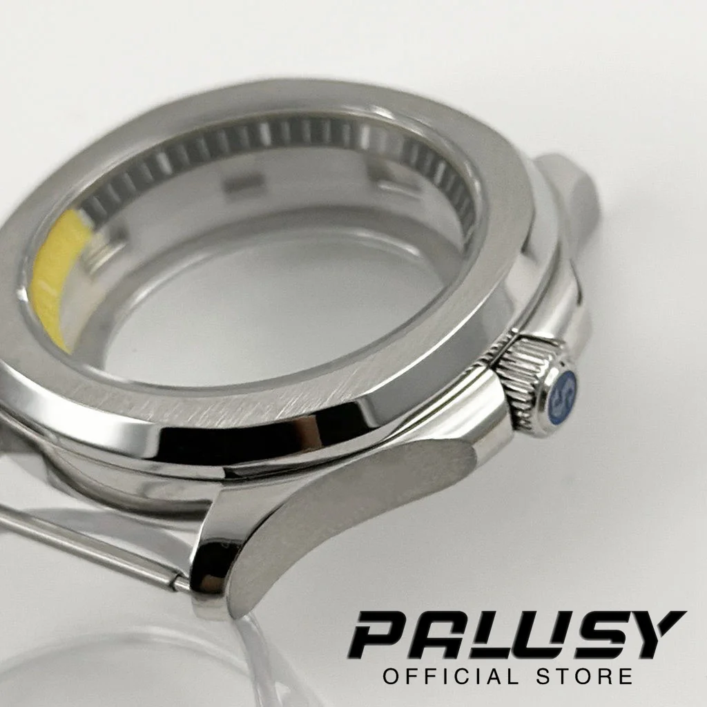 40mm caixa de vidro safira prata caixa de aço com anel para nh35 nh36 nh38 nh70 caixa de movimento s coroa 28.5mm dial mod