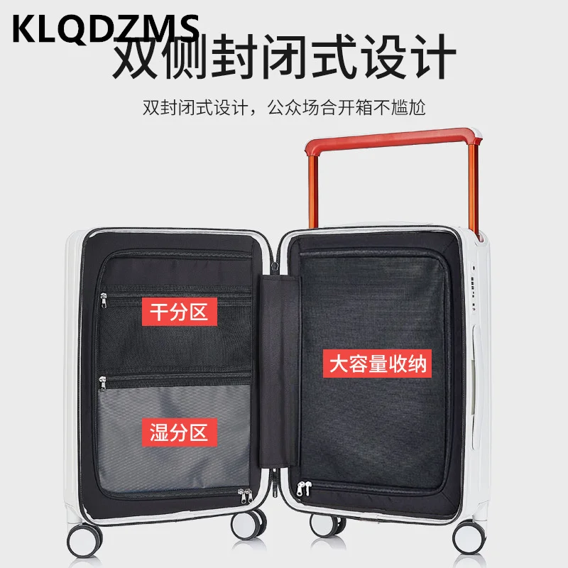 KLQDZMS 20"22"24"26 Inch Women's New Multifunctional Front Opening Boarding Large-Capacity Suitcase Carrying Wheeled Luggage