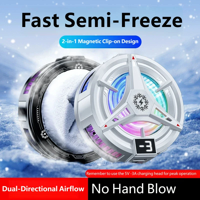 Magnetic Phone Cooler Semiconductor Digital Display 3-Speed Ice-Cooling Clamp for Gaming Live Streaming iPhone Android