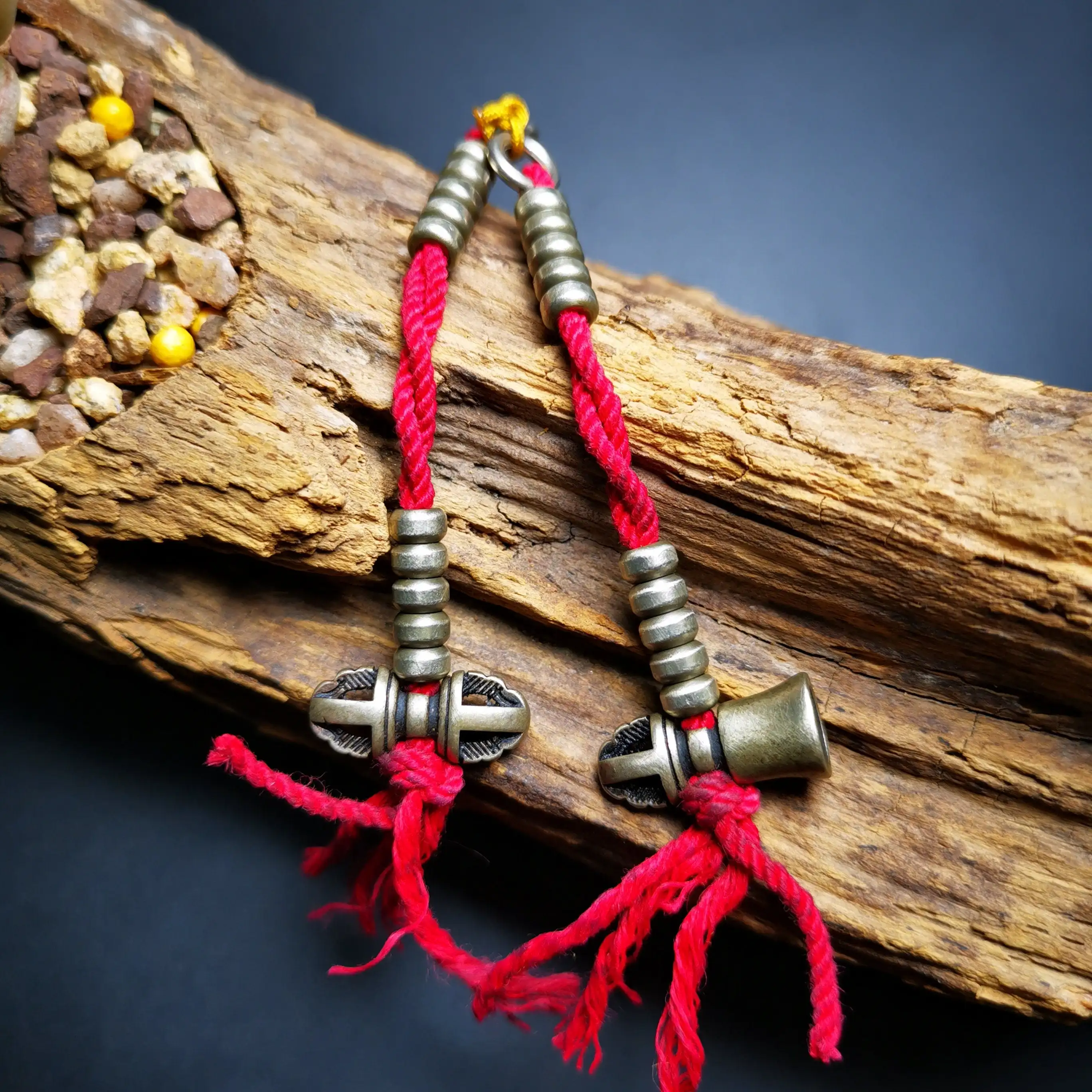 Gandhanra Handmade Tibetan Buddhist Mala Counters,Prayer Bead Counters,with Dorje and Vajra Pendant,Made of White Copper
