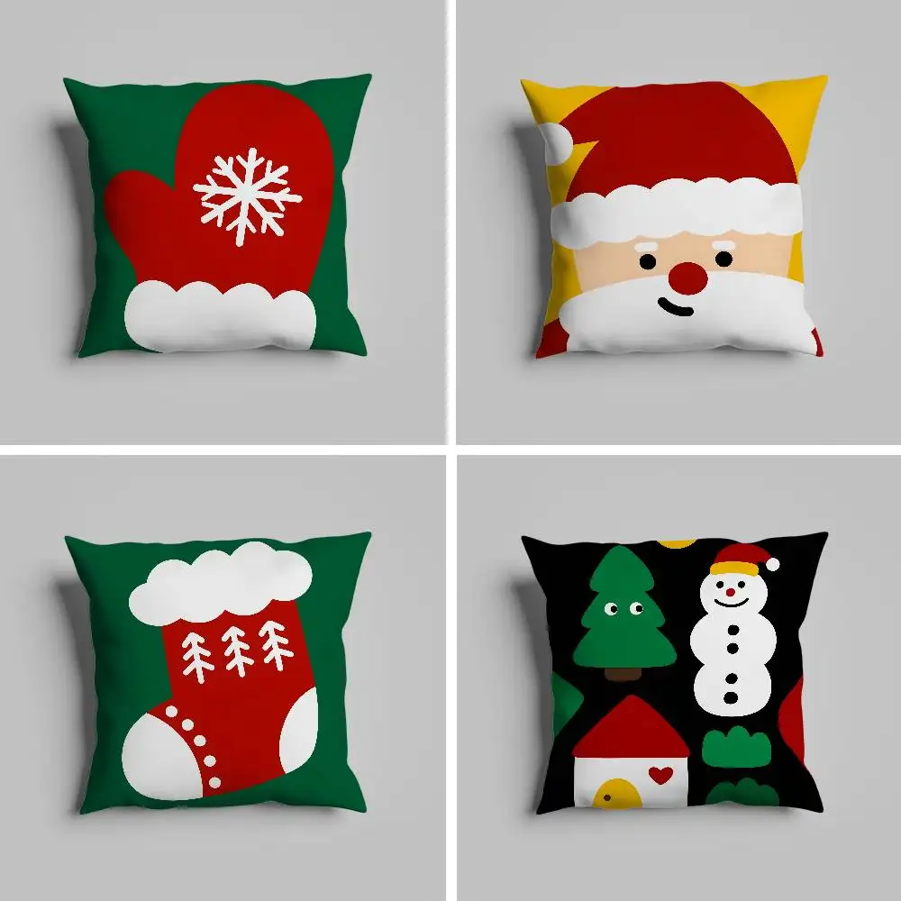 

Christmas Illustrations Pillow Case Pillowcase For Car Pillows 60x60 Cushions Luxury Double Sided Cover Home And Decoration Sof