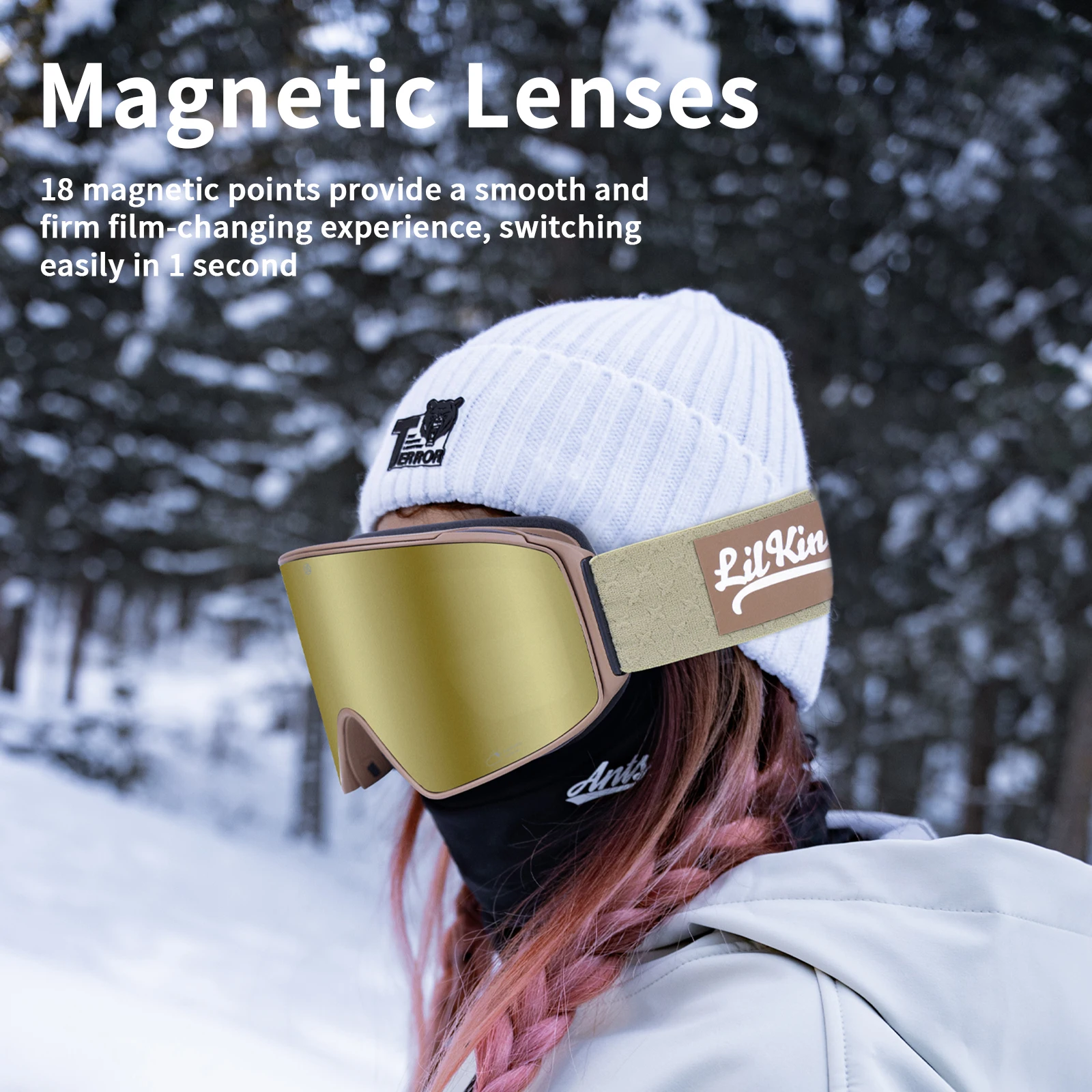 LILKINGS L1 Professional Ski Goggles for Women, All-in-One, Versatile, Anti-Fog Ski Protective Glasses, Professional Ski Gear