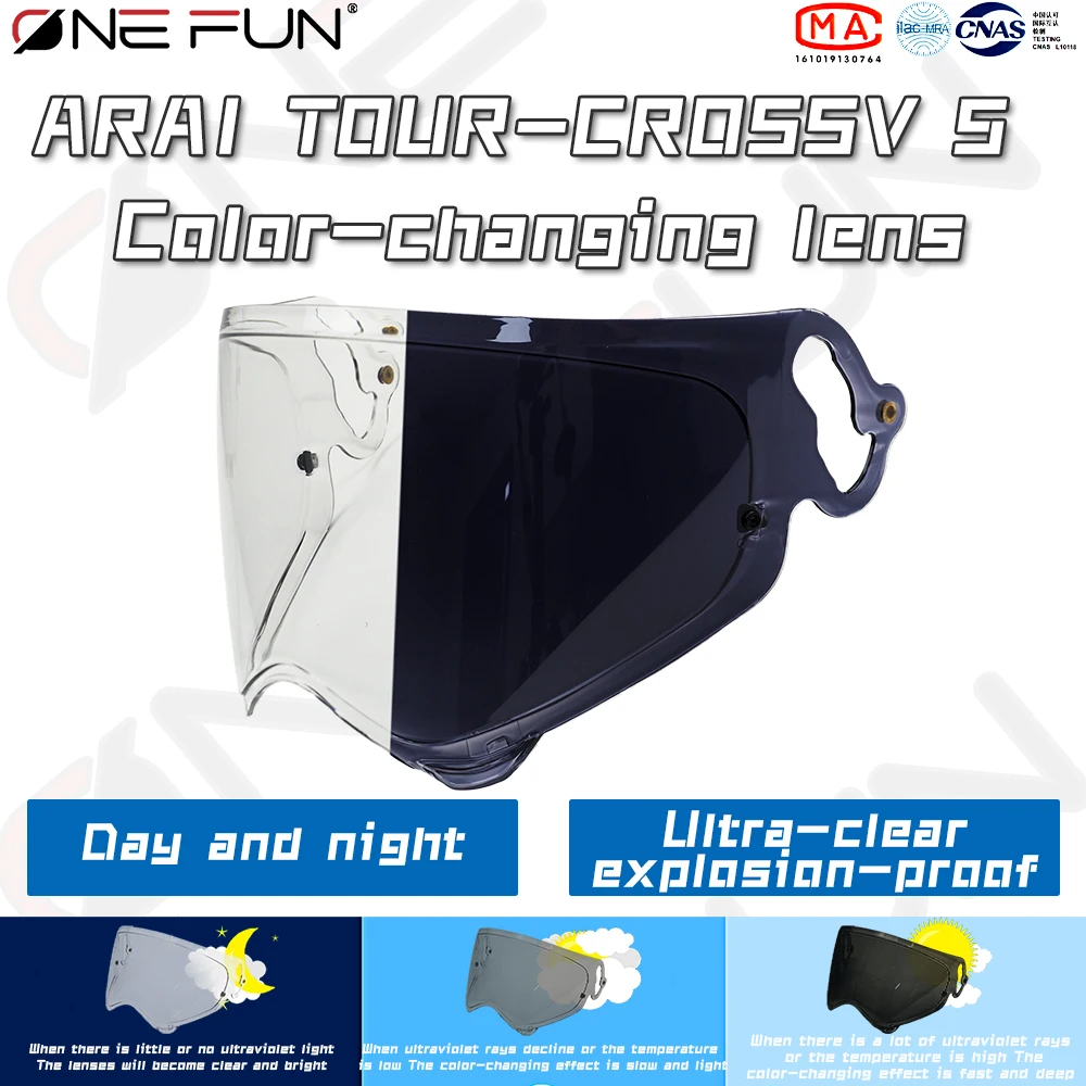 

For ARAI Tour-X5 TX5 XD-5 Tour-Cross V Motorcycle Helmet Visor Photochromic Lens Day Night Use Anti-Fog UV400 Protection