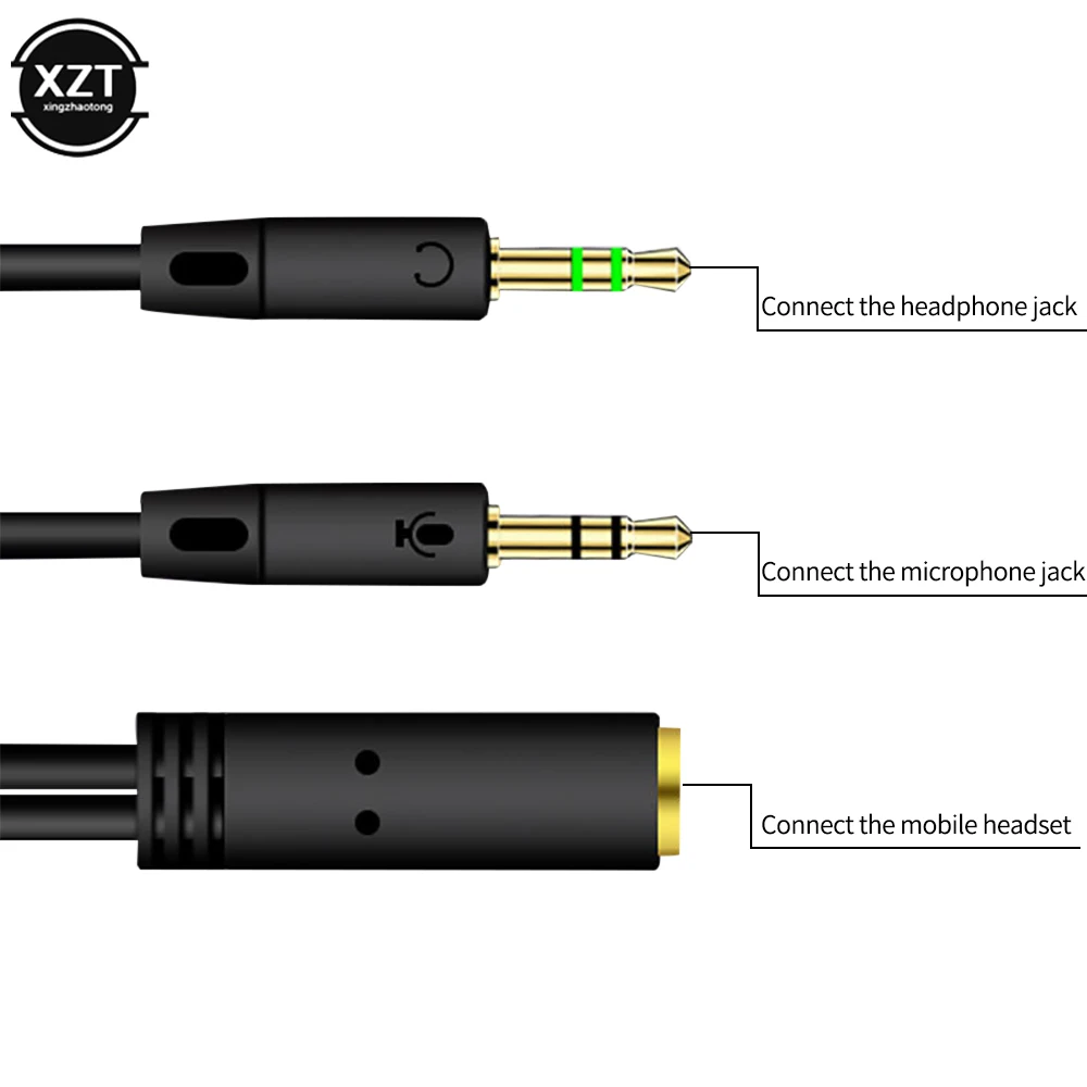 NOWOŚĆ Kabel audio 2 w 1 męski na żeński Aux Kabel rozdzielający Y 3,5 mm MP3 MP4 Wtyczka stereo Adapter Jack do słuchawek Kabel komputerowy