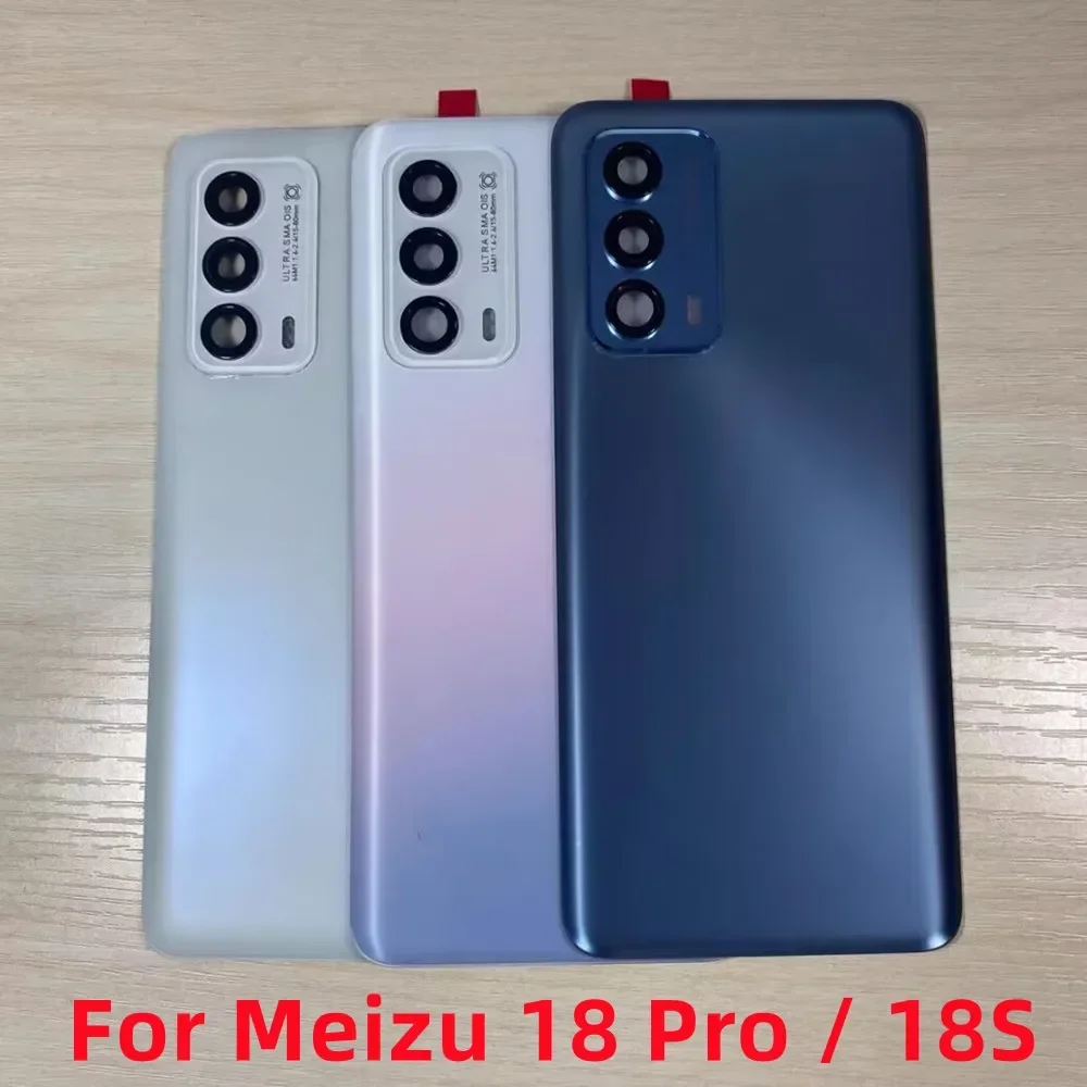 Repair Original Back Glass Cover For Meizu 18 / 18S 5G Rear Battery Door Housing Shell Case Chassis + Camera Lens Replacement