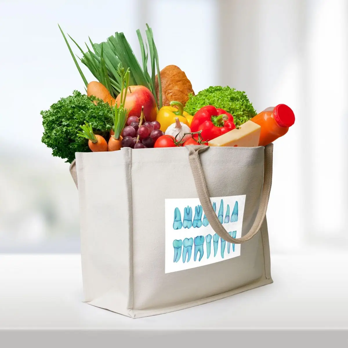 Teal Watercolor Teeth Tote Bag eco bag folding bags woman 2025 Custom bag