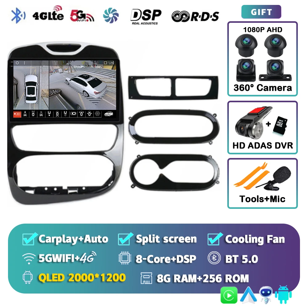 Android 15 Voor Renault Clio 4 BH98 KH98 2016-2019 2K QLED Android Autoradio Multimedia Video Player GPS AI Voice CarPlay Stereo