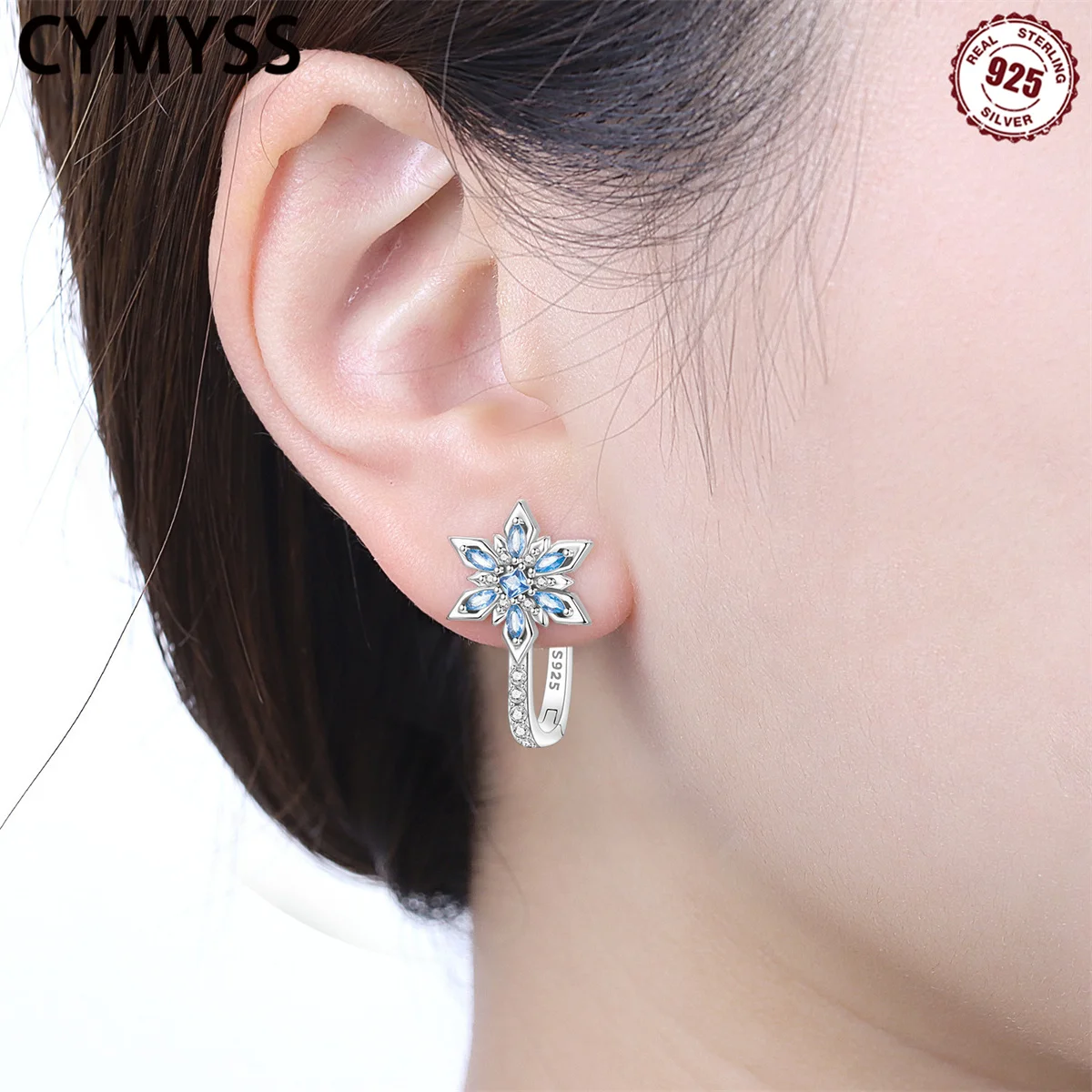

Минималистичные серьги-снежинки CYMYSS 925, подходят для свадебной вечеринки, подарочные украшения, женский роскошный стиль, аксессуары «сделай сам»