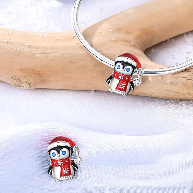Ice&Snow Charms 925 Sterling Silver Xmas Snowman Penguin Elk Rabbit Polar Bears Fit Original Bracelet Pendant Women Jewelry Acc