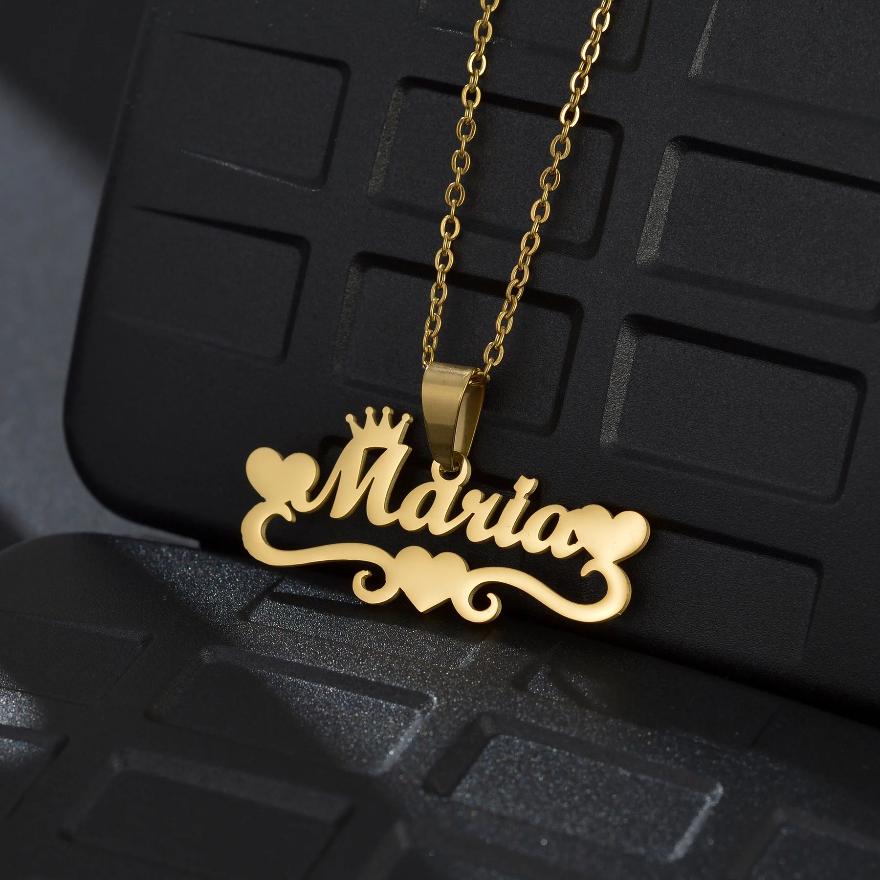 شخصية مخصصة اسم القلب قلادة سوار طقم مجوهرات الفولاذ المقاوم للصدأ نقش اسم تاريخ سوار للنساء هدية عيد ميلاد