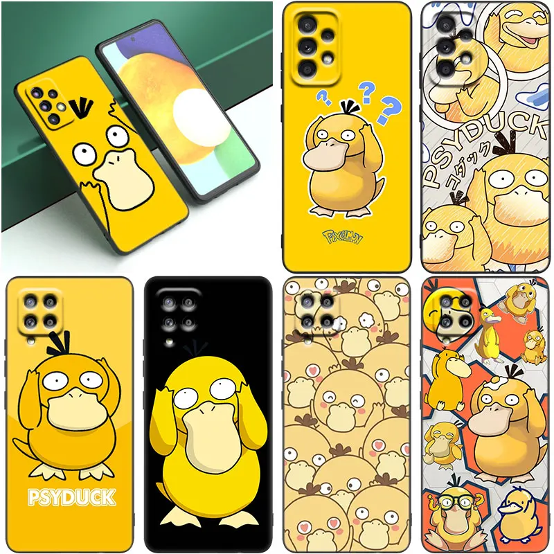 Psyduck Pokemon Black Case For Samsung Galaxy A12 A13 A14 A22 A23 A32 A33 A34 A52S A53 A54 A72 A73 5G A24 A04S A50 A51 A70 A71