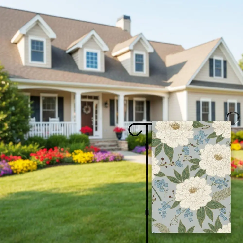 Holiday garden flags for outside white blue romantic roses spring garden flag 12x18 in seasonal flags for outside home linen ZZM