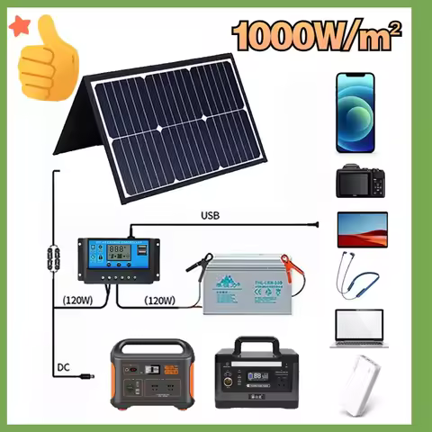 80W Solar Panel Kit Complete Camping Foldable Power Station MPPT Portable Generator Charger 18V for Car Boat Caravan Camp