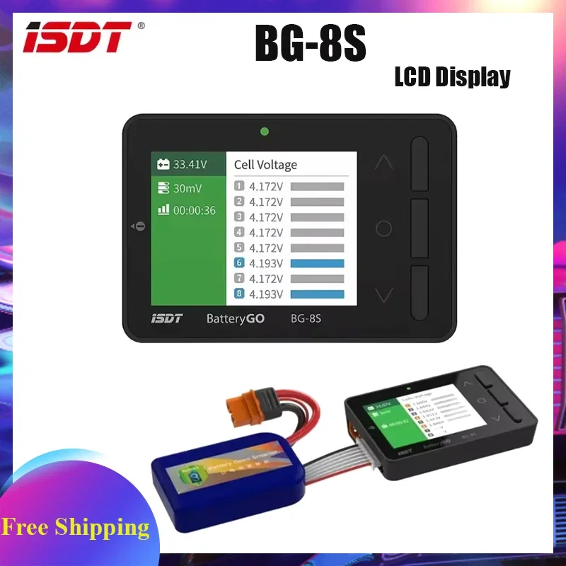 ISDT BattGo BG-8S Battery Meter LCD Display Digital Battery Capacity Checker Balancer Tester for LiPo/Life etc