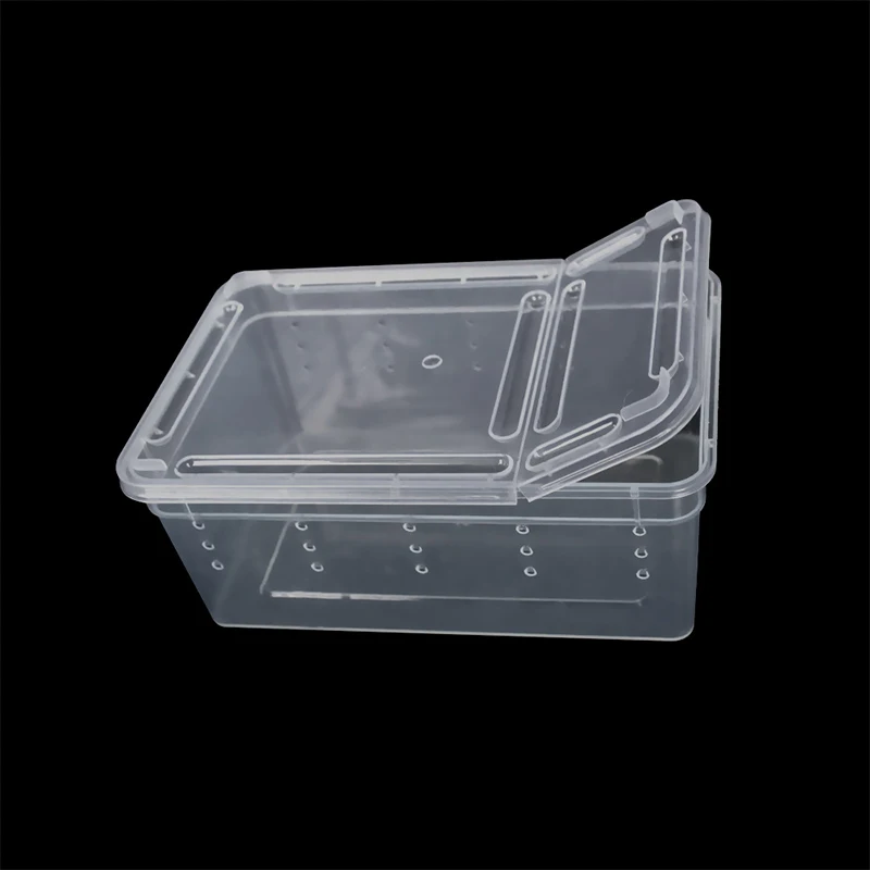 1PC 19cmx12.5cmx7.5cm Terrarium For Reptiles Spider Transparent Plastic Feeding Box Insect Food Feeding Container