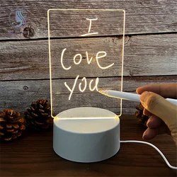 Veilleuse LED avec alimentation USB, tableau de notes, babillard avec stylo, lampe de nuit décorative, cadeau pour enfants, petite amie