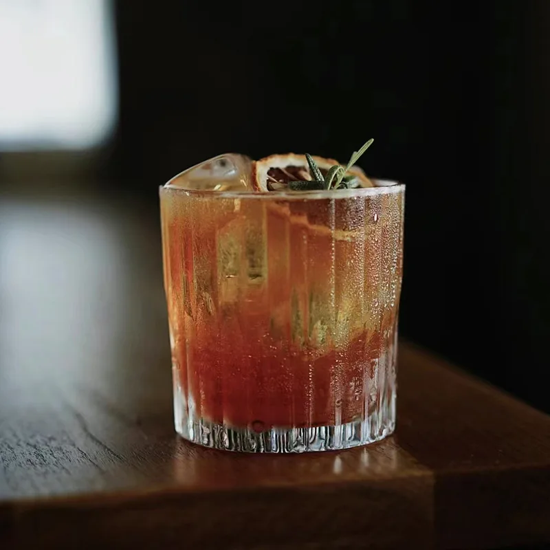 

Vintage Striped Cocktail Glass Colin Glass Thick Glass Water Glass Long Drink Glass Whiskey Glass Classical Cocktail Glass