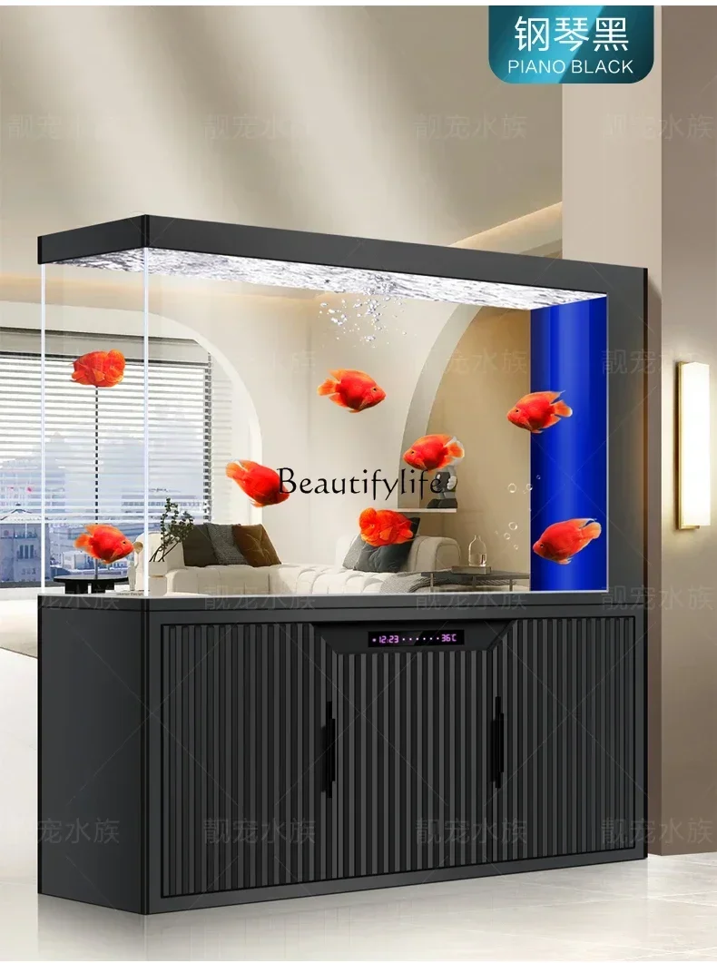

smt03 Light Luxury Smart Fish Tank Aquarium Living Room Subareas Screens Bottom Loop Change Water